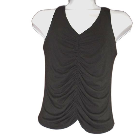 Jac Parker Sleeveless Blouse Size Medium Black Scrunched Tank Top - Picture 1 of 6